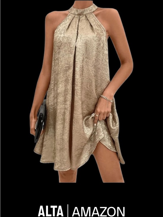 Amazon Dresses & Skirts - Gold Halter Midi Dress